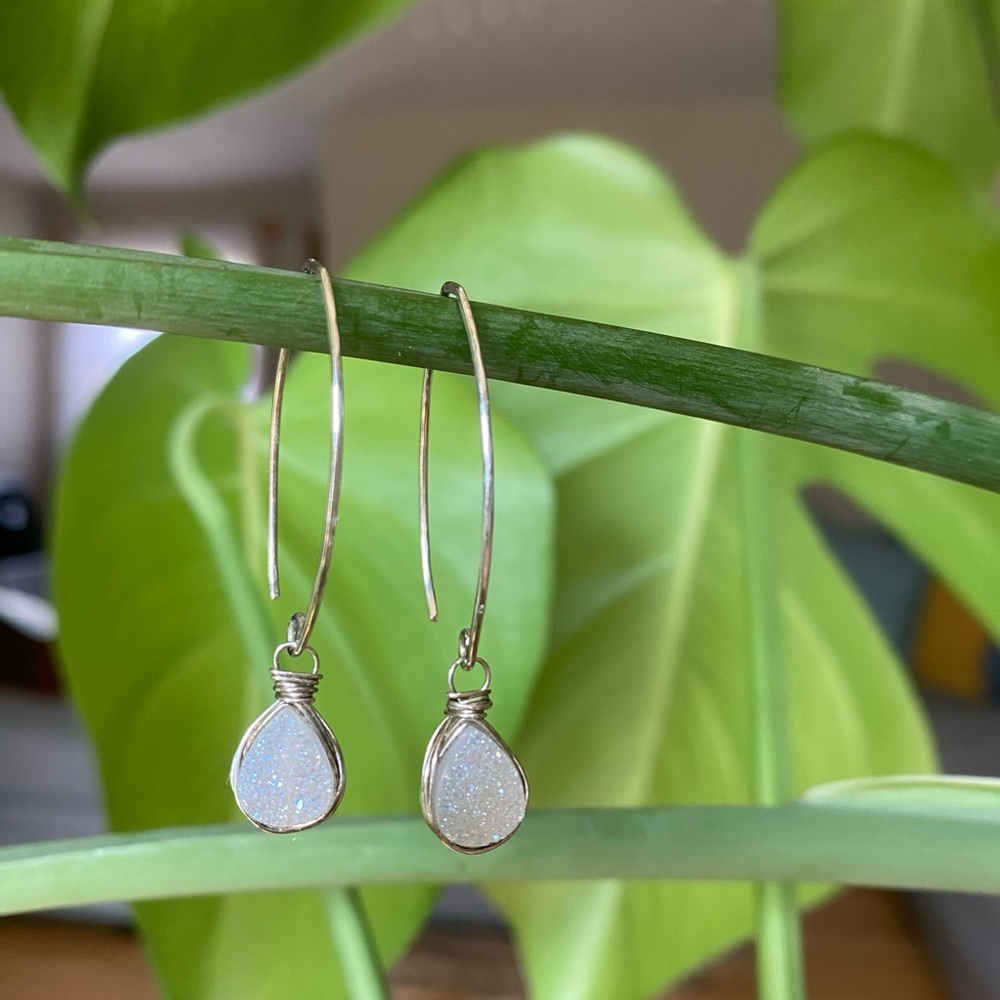Druzy quart sterling silver earrings